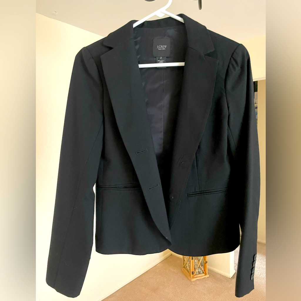 Jcrew Size 2 100%Wool Woman’s Jacket In Black